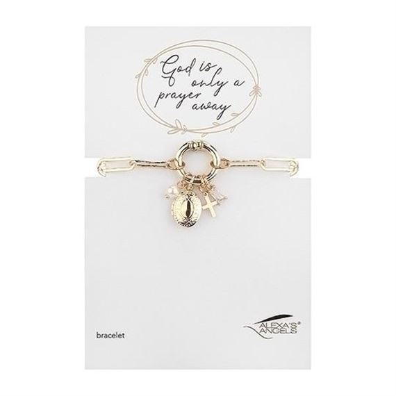PAPERCLIP BRACELET WITH CHARMS - GOLD TONE